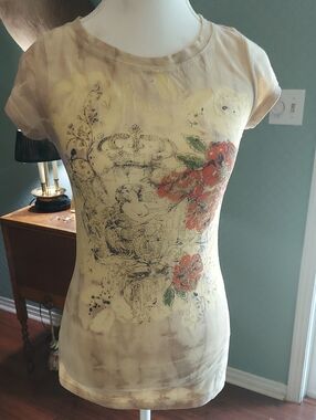 Yellow Floral Graphic Short Sleeve Tee